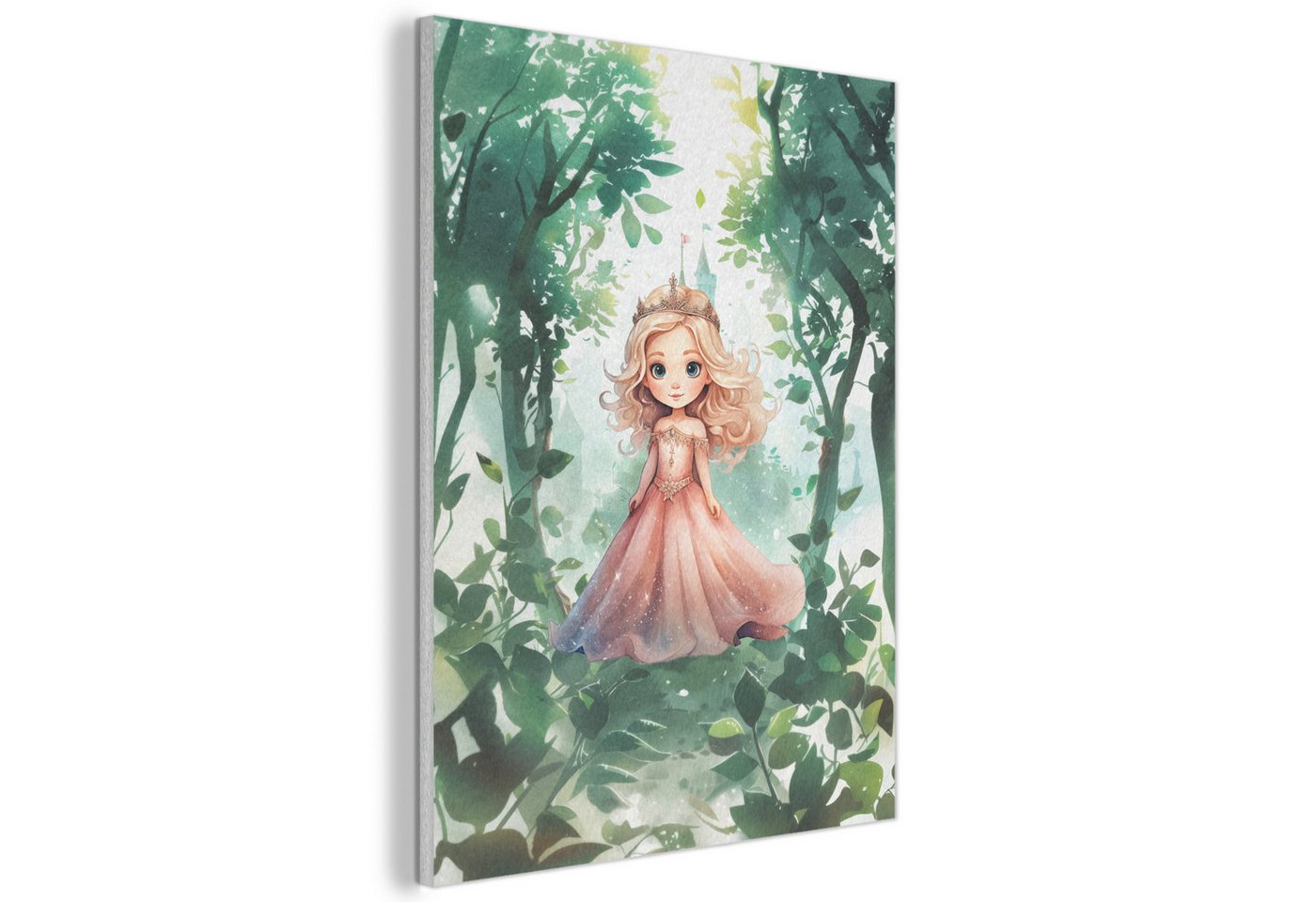 MuchoWow Gemälde Prinzessin - Schloss - Wald - Mädchen, Fotodruck (1 St), Akustikpaneele, Wandpaneele, Schalldämmung, Akustikbilder 30x40 cm von MuchoWow