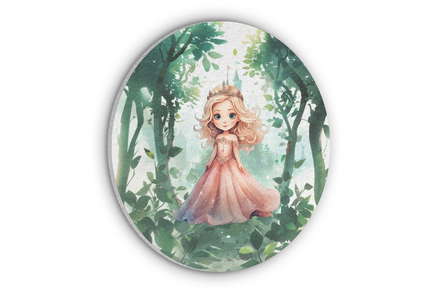 MuchoWow Gemälde Prinzessin - Schloss - Wald - Mädchen, Fotodruck (1 St), Akustikpaneele rund, Schalldämmung, Akustikbilder 30x30 cm von MuchoWow