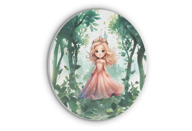 MuchoWow Gemälde Prinzessin - Schloss - Wald - Mädchen, Fotodruck (1 St), Akustikpaneele rund, Schalldämmung, Akustikbilder 30x30 cm von MuchoWow