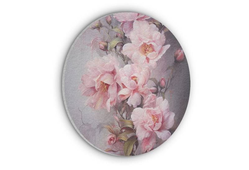 MuchoWow Gemälde Rosen - Blumen - Rosa - Kunst - Aquarell, Fotodruck (1 St), Akustikpaneele rund, Schalldämmung, Akustikbilder 30x30 cm von MuchoWow