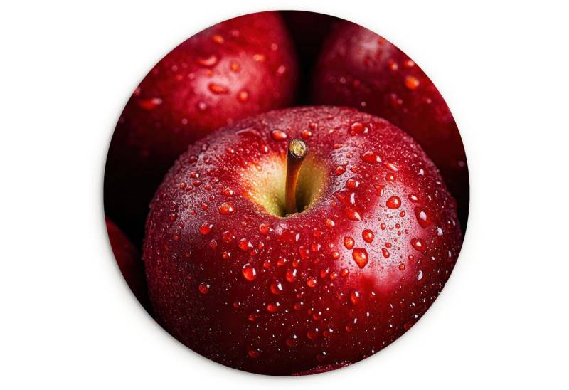 MuchoWow Gemälde Rot - Äpfel - Obst, Fotodruck (1 St), Kreis Wanddekoration, Rundes Wandbild, 30x30 cm von MuchoWow
