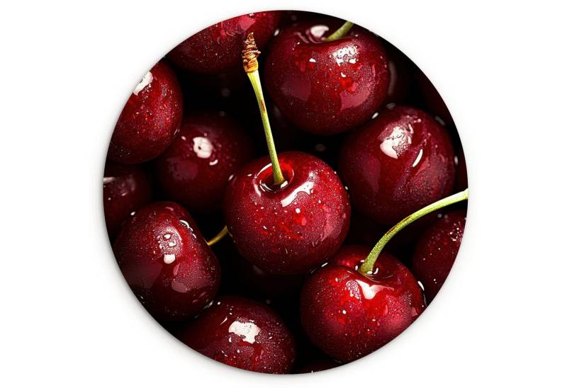 MuchoWow Gemälde Rot - Obst - Kirsche, Fotodruck (1 St), Kreis Wanddekoration, Rundes Wandbild, 30x30 cm von MuchoWow