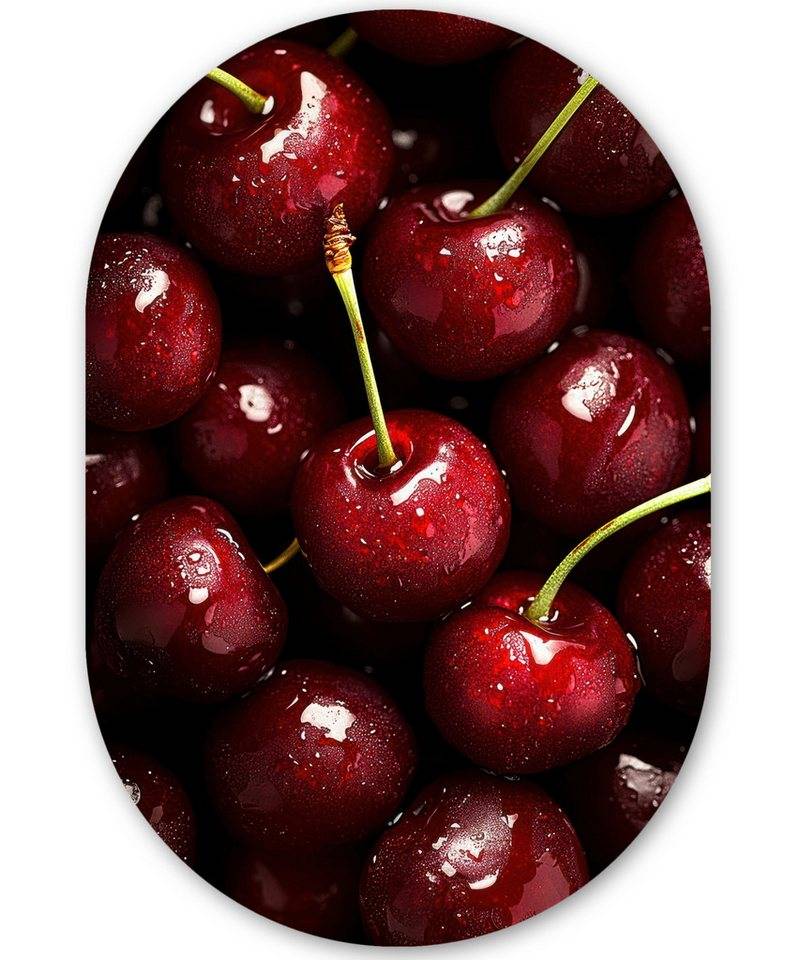 MuchoWow Gemälde Rot - Obst - Kirsche, Fotodruck (1 St), Wandbild Oval, Wohnzimmer oder Schlafzimmer Wanddekoration, 40x60 cm von MuchoWow