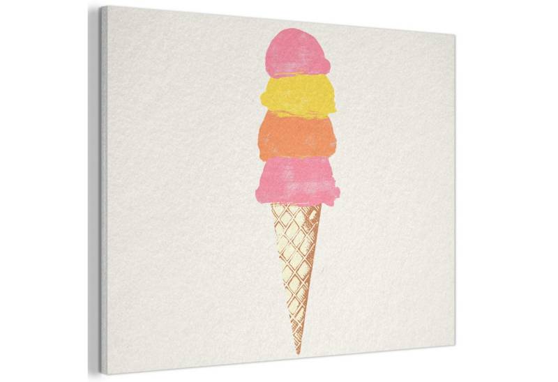 MuchoWow Gemälde Schaufel Eiscreme - Hörner - Illustration - Minimalistisch, Fotodruck (1 St), Akustikpaneele PET-Filz, Akustikbild, Schalldämmung, Deko 40x30 cm von MuchoWow