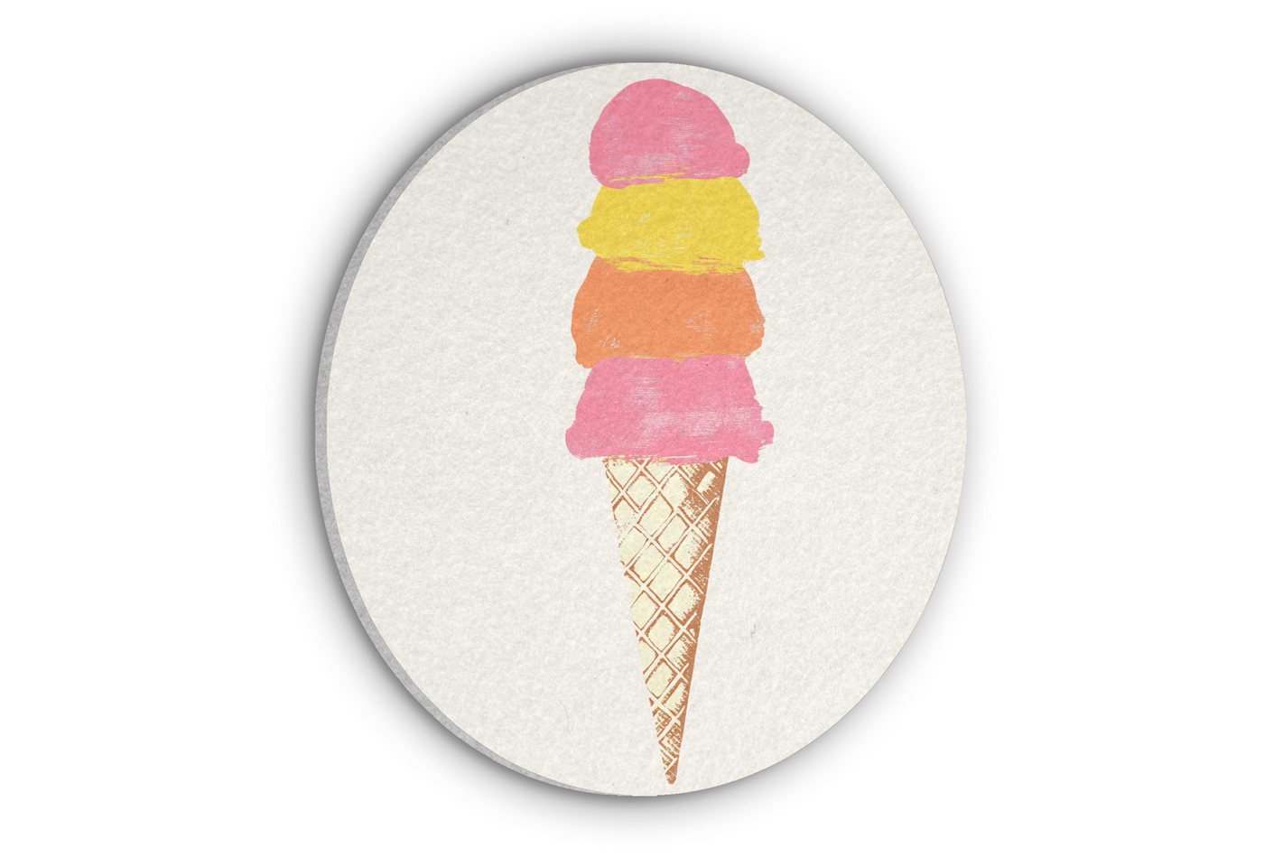 MuchoWow Gemälde Schaufel Eiscreme - Hörner - Illustration - Minimalistisch, Fotodruck (1 St), Akustikpaneele rund, Schalldämmung, Akustikbilder 30x30 cm von MuchoWow