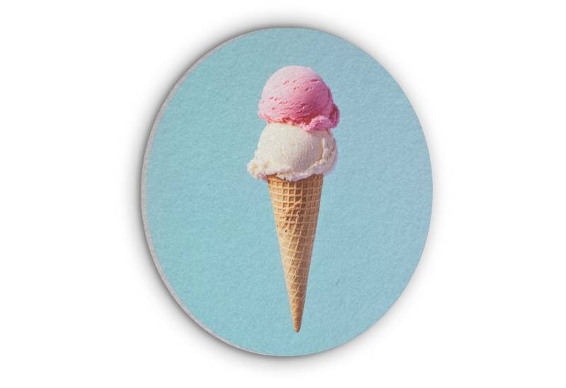 MuchoWow Gemälde Schaufel Eiscreme - Kegel - Blau, Fotodruck (1 St), Akustikpaneele rund, Schalldämmung, Akustikbilder 30x30 cm von MuchoWow