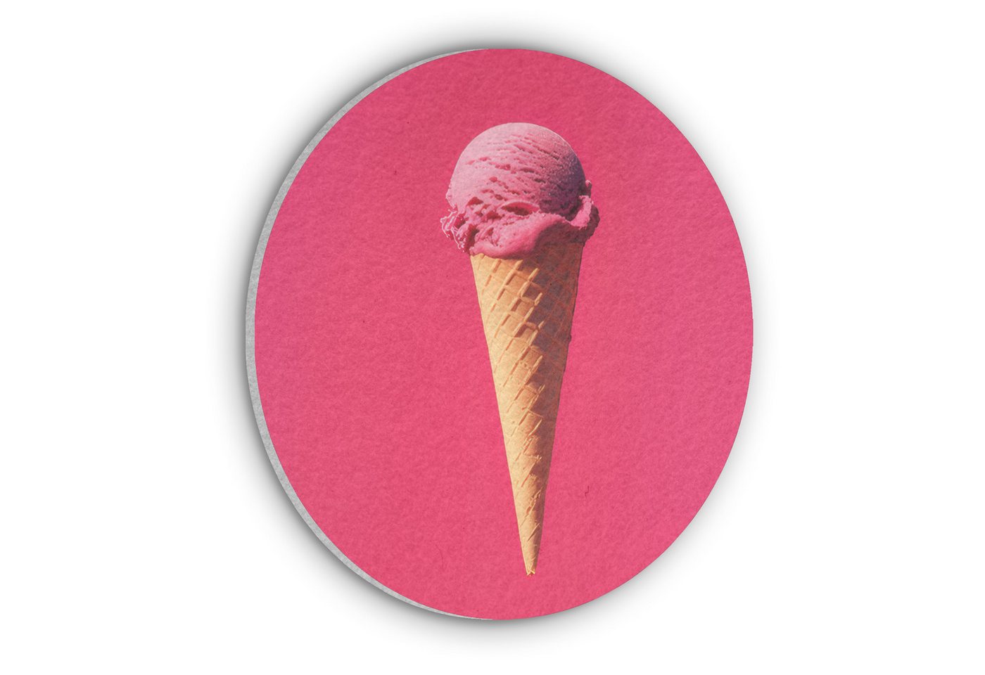 MuchoWow Gemälde Schaufel Eiscreme - Rosa - Horn, Fotodruck (1 St), Akustikpaneele rund, Schalldämmung, Akustikbilder 30x30 cm von MuchoWow