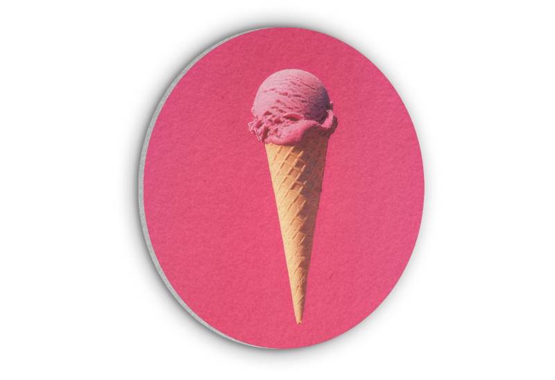 MuchoWow Gemälde Schaufel Eiscreme - Rosa - Horn, Fotodruck (1 St), Akustikpaneele rund, Schalldämmung, Akustikbilder 30x30 cm von MuchoWow
