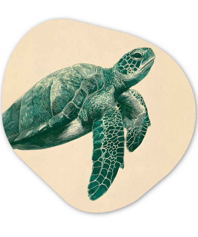 MuchoWow Gemälde Schildkröte - Elegant - Grün - Schild, Fotodruck (1 St), Wandbild Abstrakt, Wohnzimmer Schlafzimmer Wanddekoration, 40x40 cm von MuchoWow