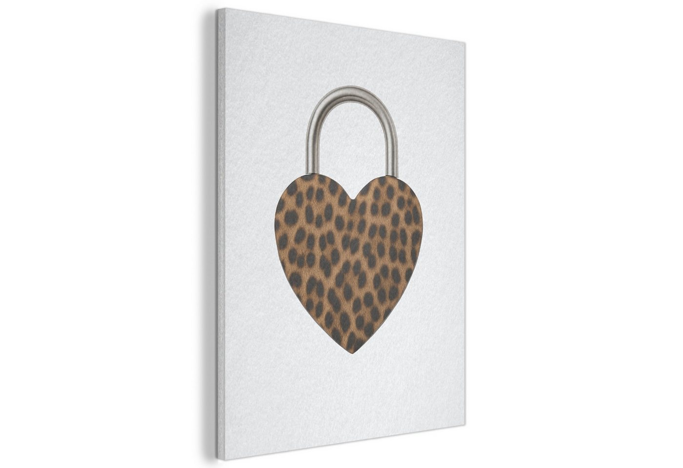 MuchoWow Gemälde Schloss - Herzform - Braun - Pantherdruck, Fotodruck (1 St), Akustikpaneele PET-Filz, Akustikbild, Schalldämmung, Deko 40x30 cm von MuchoWow