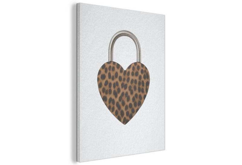 MuchoWow Gemälde Schloss - Herzform - Braun - Pantherdruck, Fotodruck (1 St), Akustikpaneele PET-Filz, Akustikbild, Schalldämmung, Deko 40x30 cm von MuchoWow