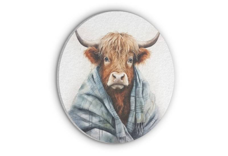 MuchoWow Gemälde Schottischer Highlander - Decke - Weiß, Fotodruck (1 St), Akustikpaneele rund, Schalldämmung, Akustikbilder 30x30 cm von MuchoWow