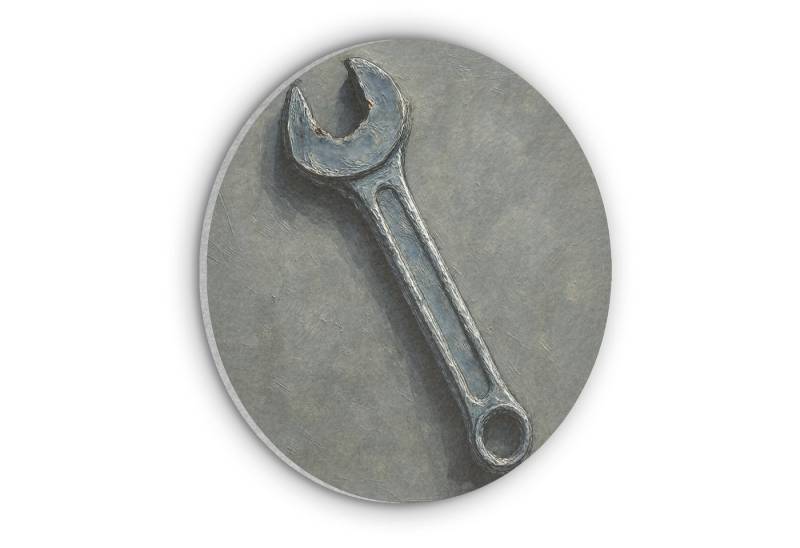 MuchoWow Gemälde Schraubenschlüssel - Malerei - Werkzeuge - Farbe, Fotodruck (1 St), Akustikpaneele rund, Schalldämmung, Akustikbilder 30x30 cm von MuchoWow