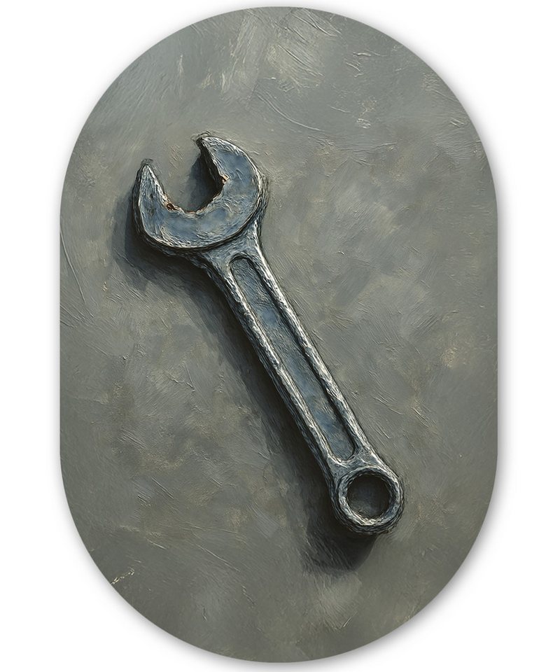 MuchoWow Gemälde Schraubenschlüssel - Malerei - Werkzeuge - Farbe, Fotodruck (1 St), Wandbild Oval, Wohnzimmer oder Schlafzimmer Wanddekoration, 40x60 cm von MuchoWow