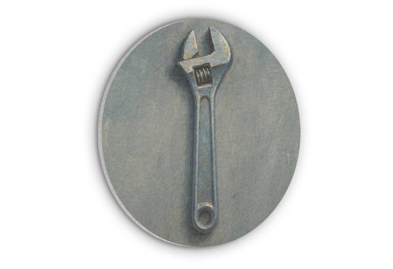 MuchoWow Gemälde Schraubenschlüssel - Werkzeuge - Farbe, Fotodruck (1 St), Akustikpaneele rund, Schalldämmung, Akustikbilder 30x30 cm von MuchoWow