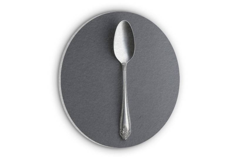 MuchoWow Gemälde Silber - Metall - Löffel - Küche, Fotodruck (1 St), Akustikpaneele rund, Schalldämmung, Akustikbilder 30x30 cm von MuchoWow