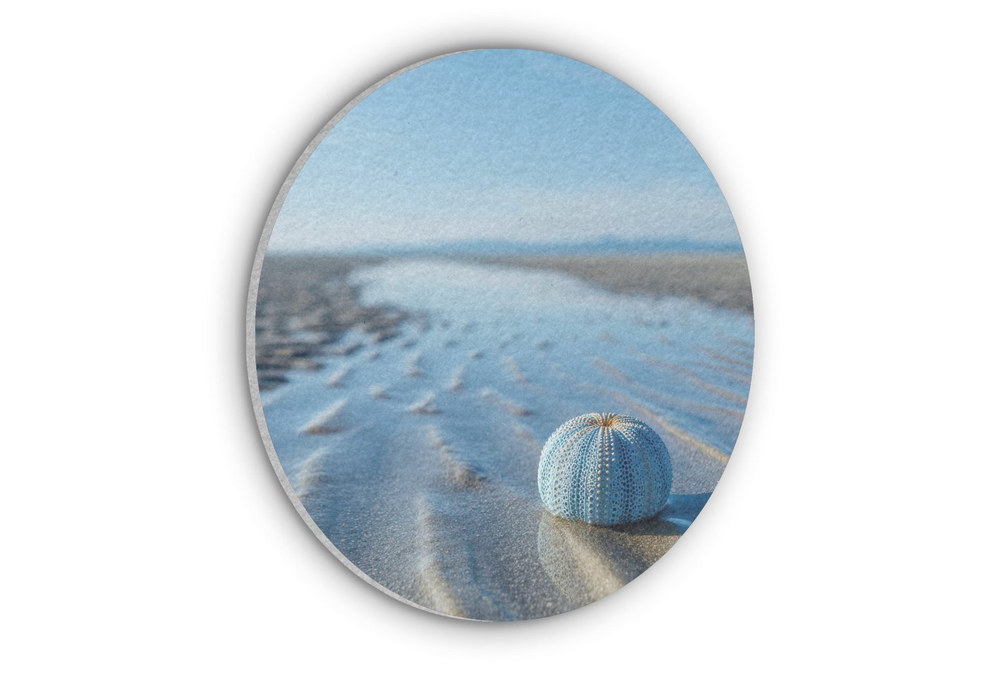 MuchoWow Gemälde Strand - Schild - Wasser - Blau, Fotodruck (1 St), Akustikpaneele rund, Schalldämmung, Akustikbilder 30x30 cm von MuchoWow