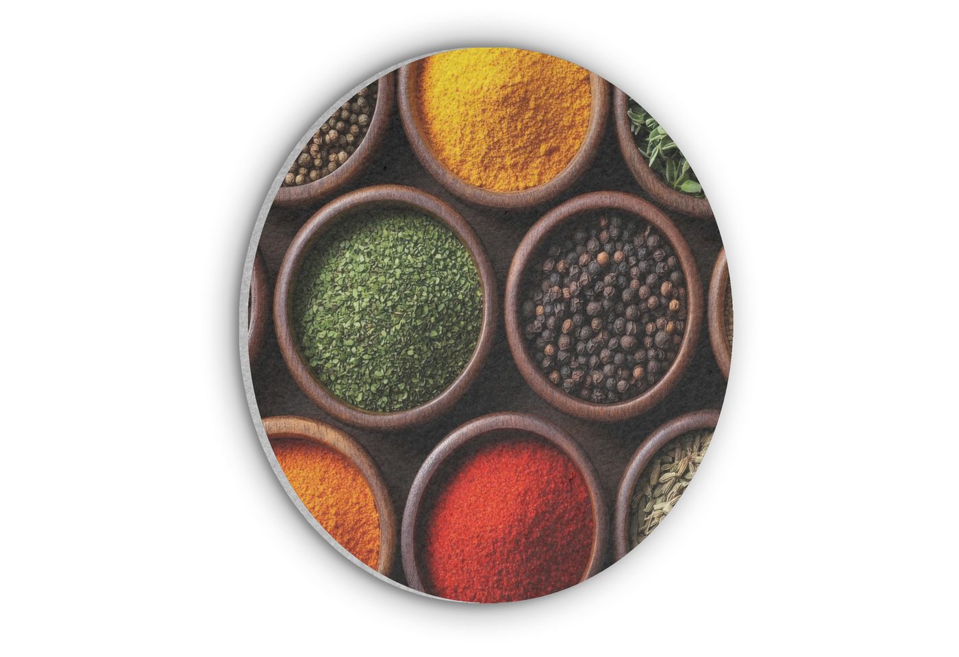 MuchoWow Gemälde Tabletts - Holz - Kräuter - Farbenfroh, Fotodruck (1 St), Wandbilder für Esszimmer, Wanddeko Bilder Küche, 30x30 cm von MuchoWow