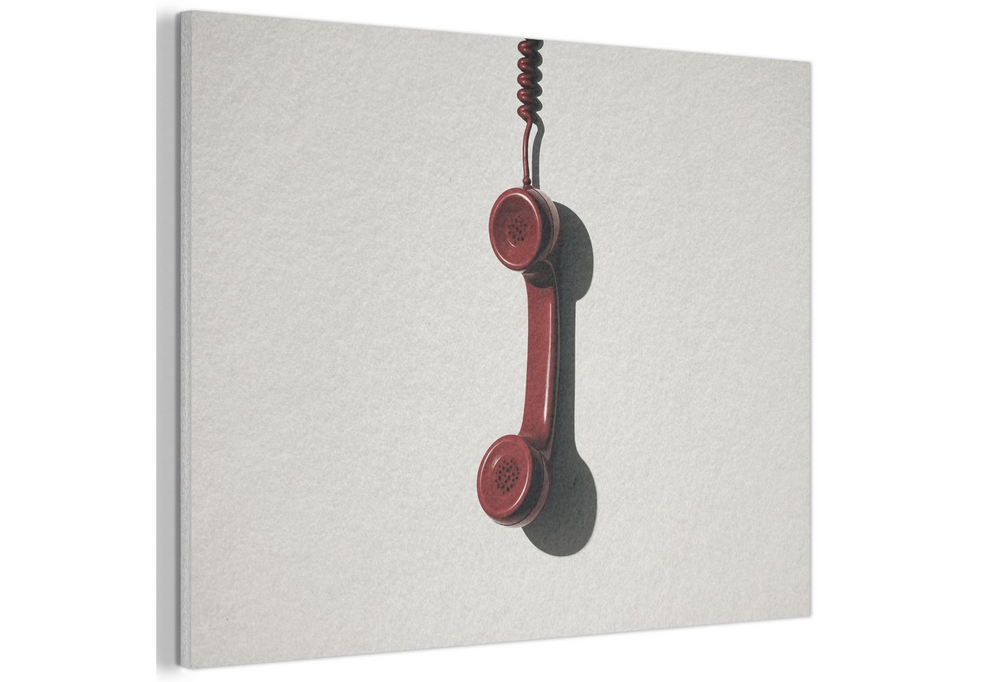 MuchoWow Gemälde Telefon - Kabel - Rot - Minimalistisch, Fotodruck (1 St), Akustikpaneele, Wandpaneele, Schalldämmung, Akustikbilder 30x40 cm von MuchoWow