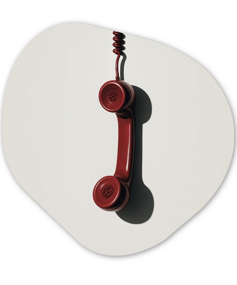 MuchoWow Gemälde Telefon - Kabel - Rot - Minimalistisch, Fotodruck (1 St), Wandbild Abstrakt, Wohnzimmer Schlafzimmer Wanddekoration, 40x40 cm von MuchoWow