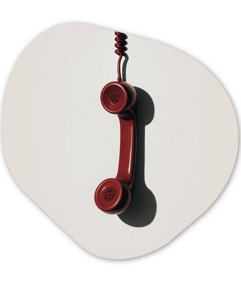 MuchoWow Gemälde Telefon - Kabel - Rot - Minimalistisch, Fotodruck (1 St), Wandbild Abstrakt, Wohnzimmer Schlafzimmer Wanddekoration, 40x40 cm von MuchoWow