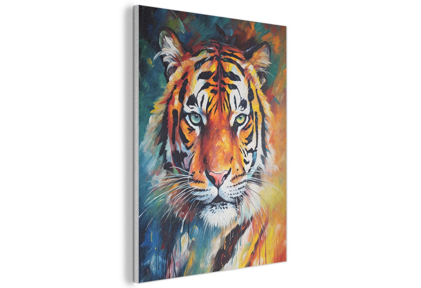 MuchoWow Gemälde Tiger - Tiere - Ölfarbenoptik - Kunst, Fotodruck (1 St), Akustikpaneele, Wandpaneele, Schalldämmung, Akustikbilder 30x40 cm von MuchoWow