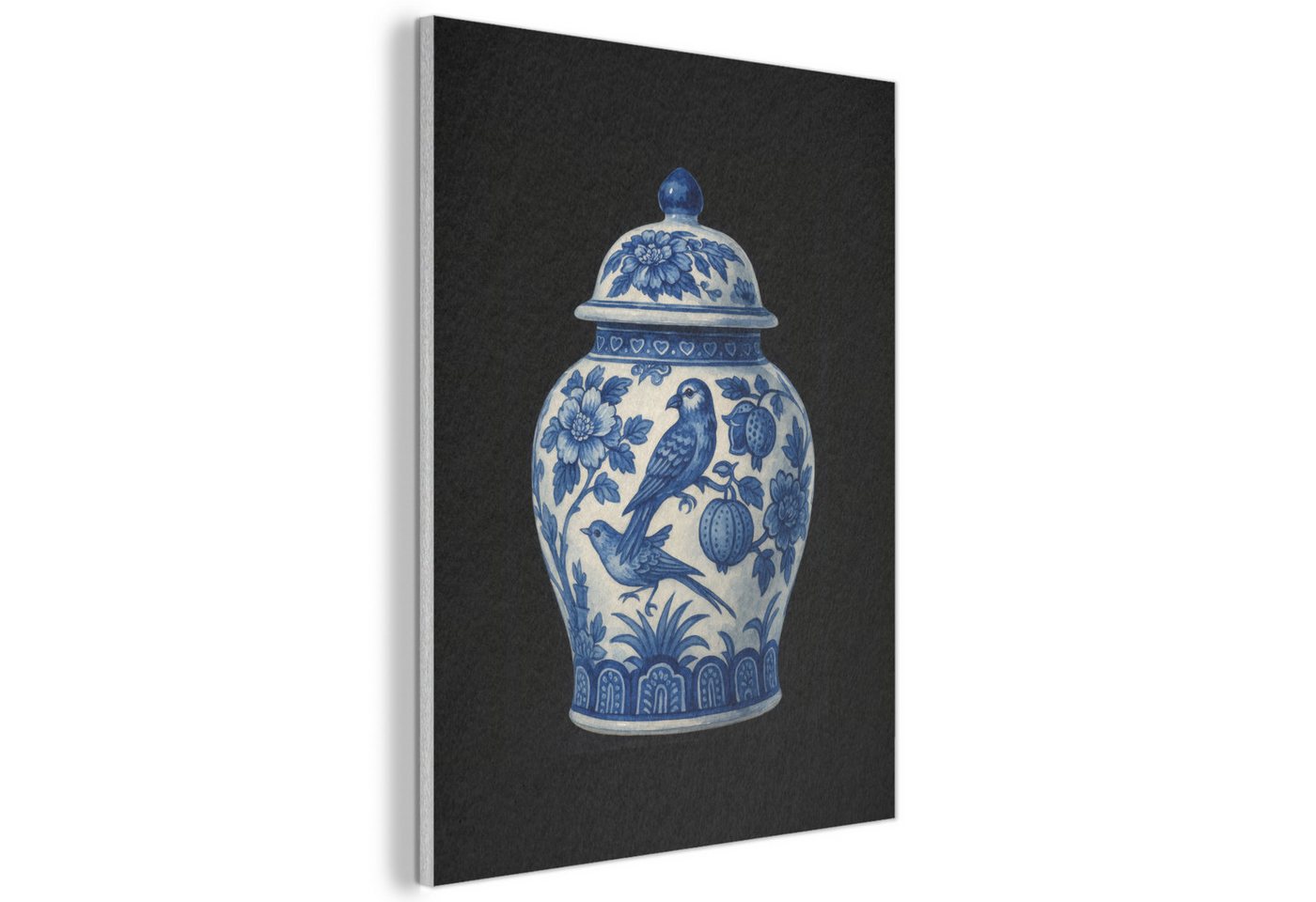 MuchoWow Gemälde Topf - Delfter Blau - Blumen, Fotodruck (1 St), Akustikpaneele, Wandpaneele, Schalldämmung, Akustikbilder 30x40 cm von MuchoWow