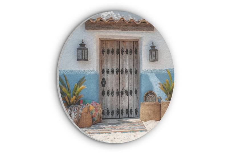 MuchoWow Gemälde Tür - Körbe - Pflanzen, Fotodruck (1 St), Akustikpaneele rund, Schalldämmung, Akustikbilder 30x30 cm von MuchoWow