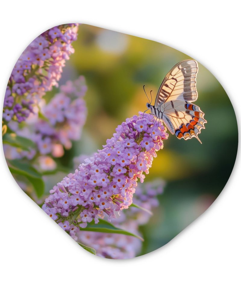 MuchoWow Gemälde Verschnörkelt - Schmetterling - Lila - Blumen, Fotodruck (1 St), Wandbild Abstrakt, Wohnzimmer Schlafzimmer Wanddekoration, 40x40 cm von MuchoWow