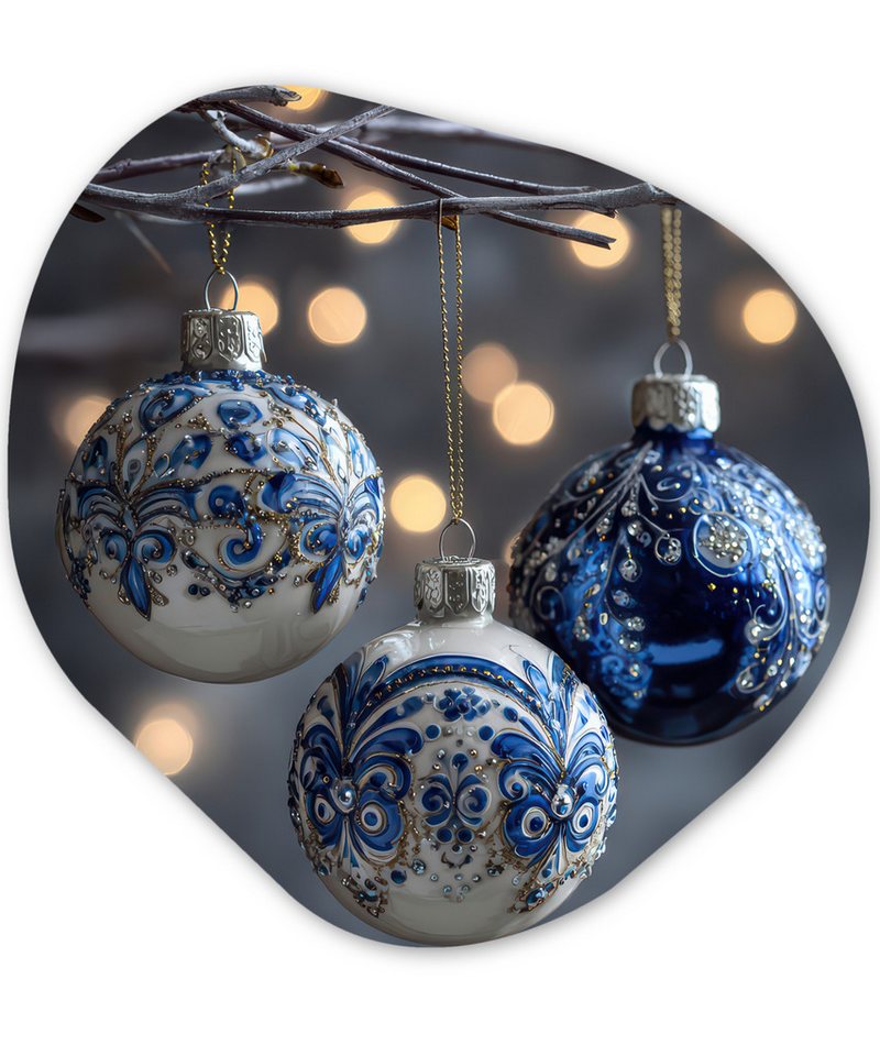 MuchoWow Gemälde Weihnachtskugel - Dekoriert - Blau, Fotodruck (1 St), Wandbild Abstrakt, Wohnzimmer Schlafzimmer Wanddekoration, 40x40 cm von MuchoWow