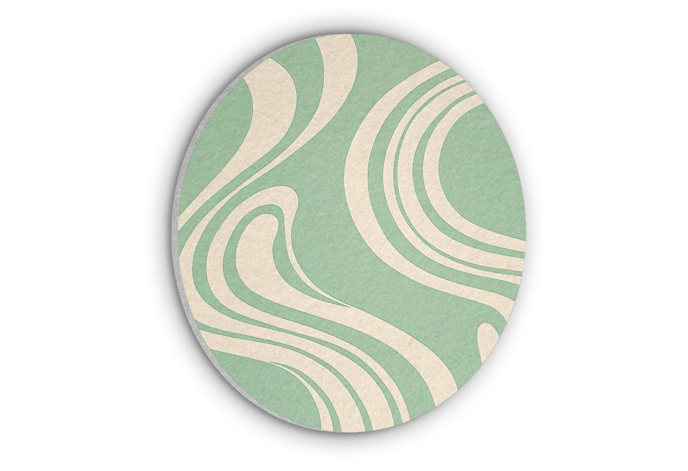 MuchoWow Gemälde Wellenlinien - Mintgrün - Tanzende Formen, Fotodruck (1 St), Akustikpaneele rund, Schalldämmung, Akustikbilder 30x30 cm von MuchoWow