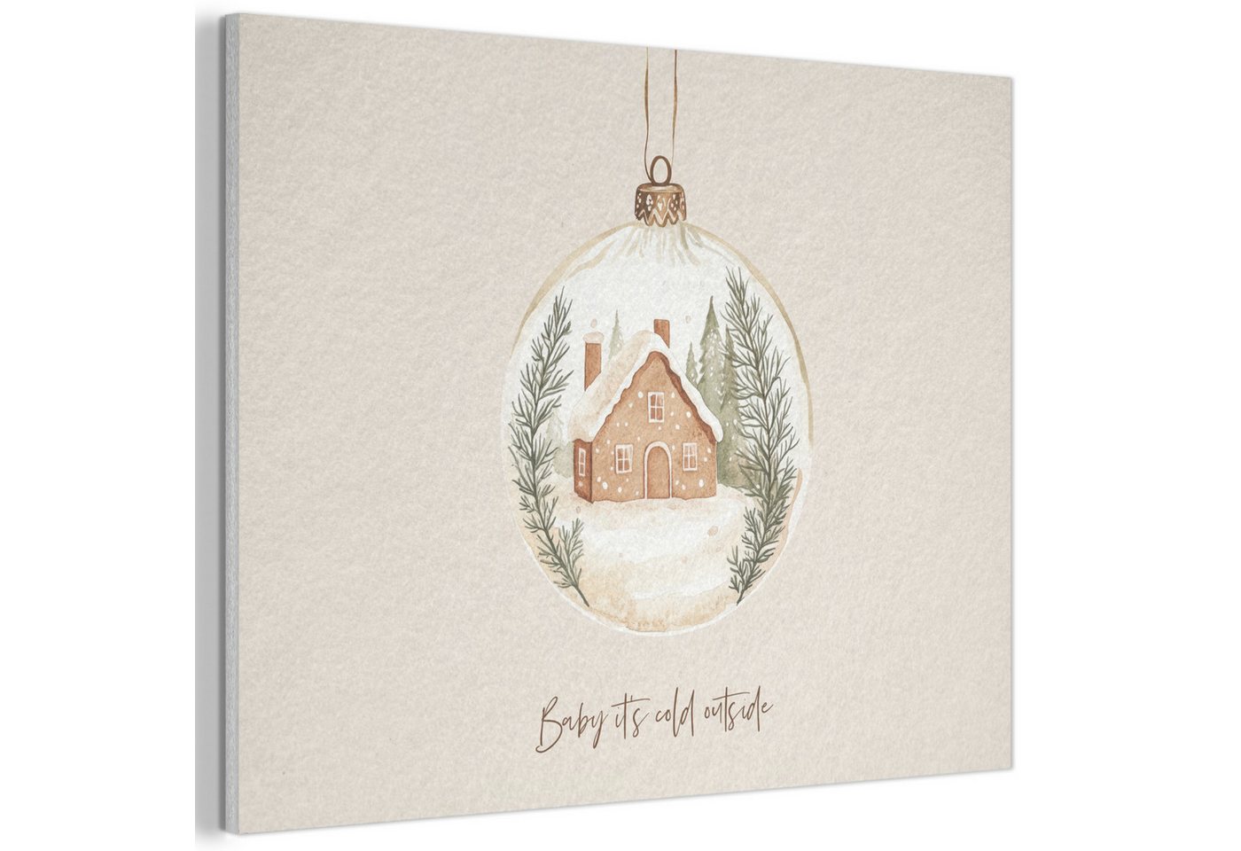 MuchoWow Gemälde Zitat - Winter - Weihnachten - Beige - Weihnachtskugel, Fotodruck (1 St), Akustikpaneele, Wandpaneele, Schalldämmung, Akustikbilder 30x40 cm von MuchoWow
