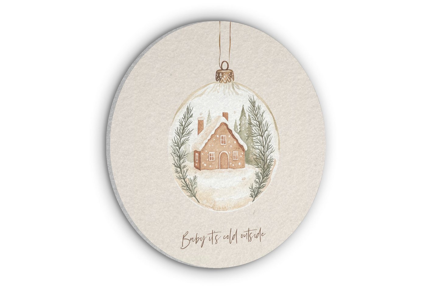 MuchoWow Gemälde Zitat - Winter - Weihnachten - Beige - Weihnachtskugel, Fotodruck (1 St), Akustikpaneele rund, Schalldämmung, Akustikbilder 30x30 cm von MuchoWow