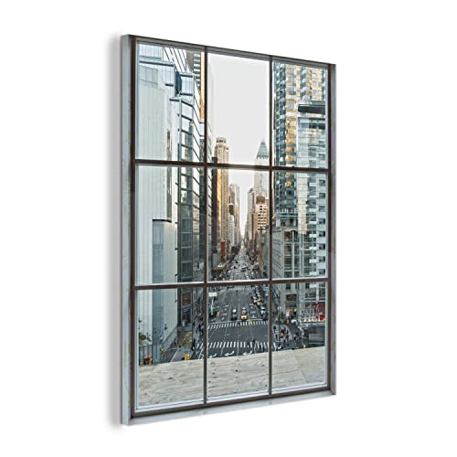 MuchoWow Glasbild Glasfoto Wandbild Bilder Deko 60x80 cm New York vom Fenster aus von MuchoWow