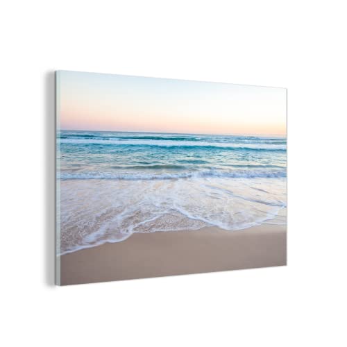MuchoWow Glasbild Glasfoto Wandbild Bilder Deko 90x60 cm Strand - Meer - Pastell von MuchoWow