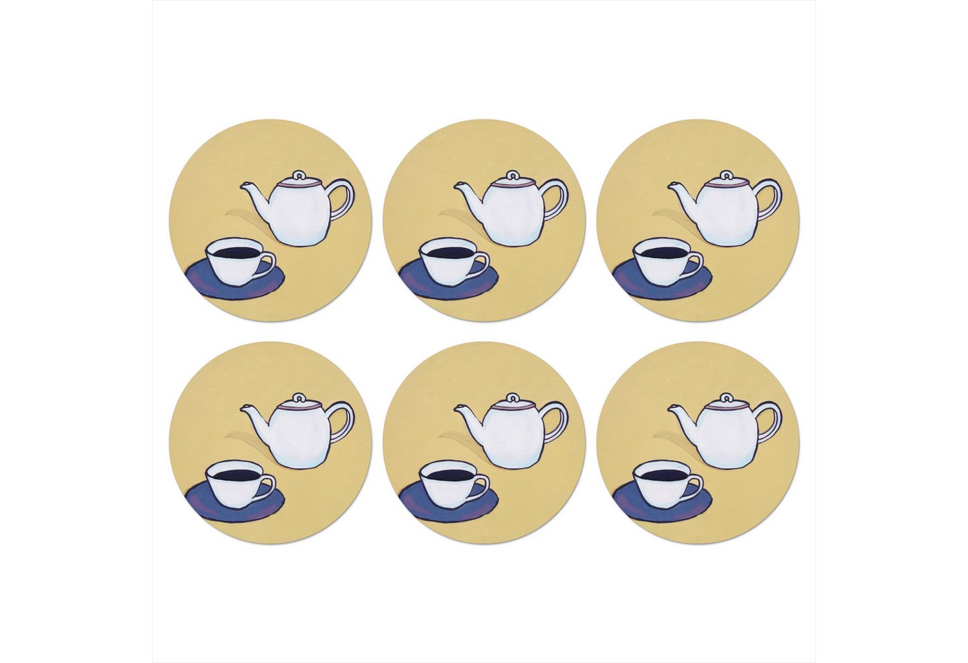 MuchoWow Glasuntersetzer Teekanne - Tasse - Beige - Illustration, Zubehör für Gläser, 6-tlg., Getränkeuntersetzer, Rund, Tassenuntersetzer Kork, 10x10 cm MuchoWow Glasuntersetzer Teekanne - Tasse - Beige - Illustration, Zubehör für Gläser, 6-tlg., Getränkeuntersetzer, Rund, Tassenuntersetzer Kork, 10x10 cm von MuchoWow