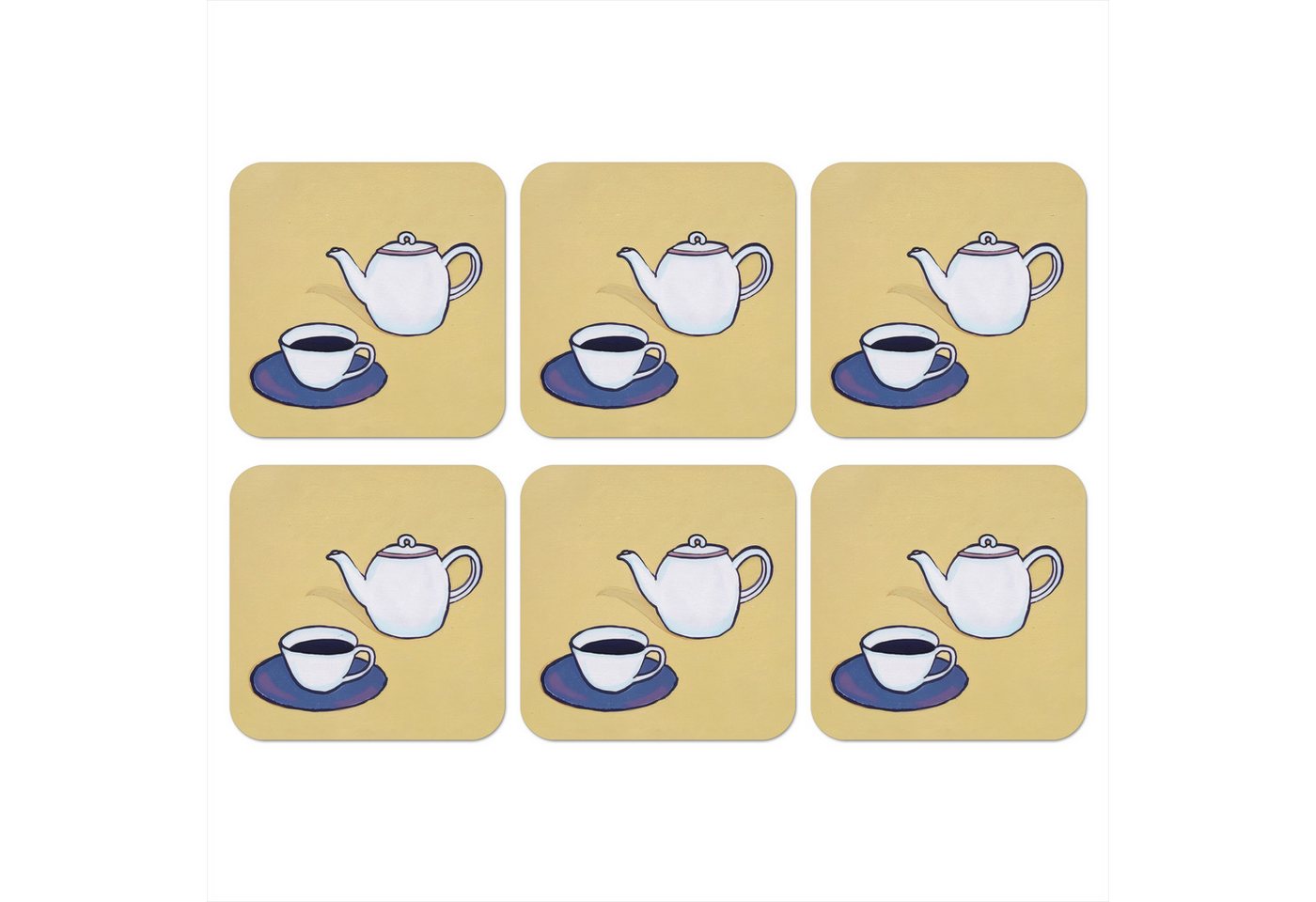 MuchoWow Glasuntersetzer Teekanne - Tasse - Beige - Illustration, Zubehör für Gläser, 6-tlg., Tassenuntersetzer Kork, Quadrat, Untersetzer Set Gläser, 10x10 cm MuchoWow Glasuntersetzer Teekanne - Tasse - Beige - Illustration, Zubehör für Gläser, 6-tlg., Tassenuntersetzer Kork, Quadrat, Untersetzer Set Gläser, 10x10 cm von MuchoWow