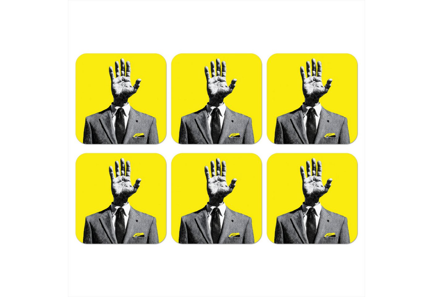 MuchoWow Glasuntersetzer Anzug - Hand - Gelb, Zubehör für Gläser, 6-tlg., Tassenuntersetzer Kork, Quadrat, Untersetzer Set Gläser, 10x10 cm MuchoWow Glasuntersetzer Anzug - Hand - Gelb, Zubehör für Gläser, 6-tlg., Tassenuntersetzer Kork, Quadrat, Untersetzer Set Gläser, 10x10 cm von MuchoWow