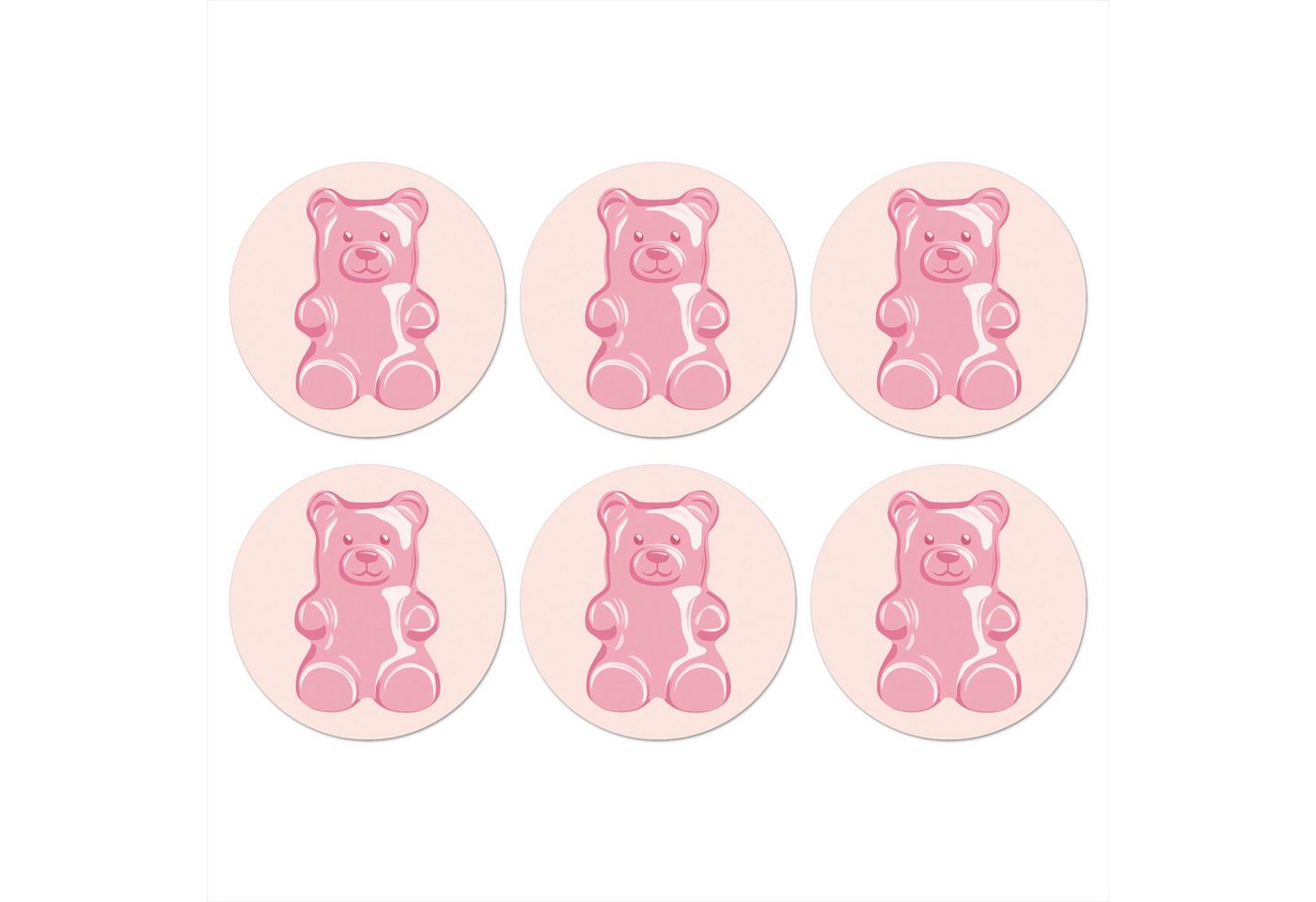 MuchoWow Glasuntersetzer Bär - Rosa - Bonbon, Zubehör für Gläser, 6-tlg., Getränkeuntersetzer, Rund, Tassenuntersetzer Kork, 10x10 cm MuchoWow Glasuntersetzer Bär - Rosa - Bonbon, Zubehör für Gläser, 6-tlg., Getränkeuntersetzer, Rund, Tassenuntersetzer Kork, 10x10 cm von MuchoWow