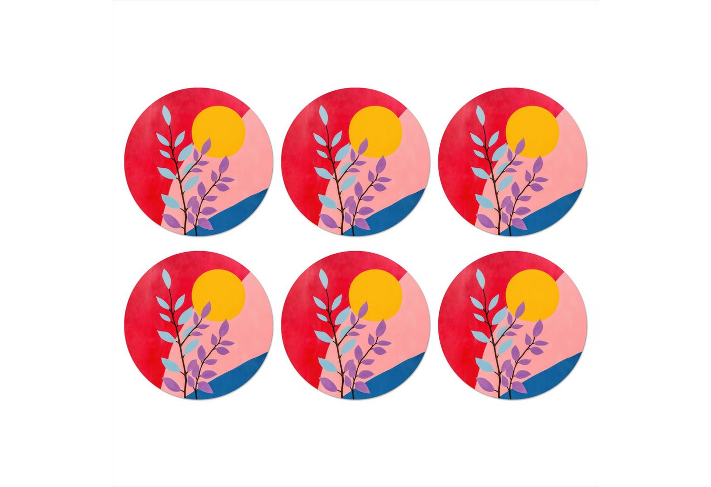 MuchoWow Glasuntersetzer Blätter - Sonne - Abstrakte Formen, Zubehör für Gläser, 6-tlg., Getränkeuntersetzer, Rund, Tassenuntersetzer Kork, 10x10 cm MuchoWow Glasuntersetzer Blätter - Sonne - Abstrakte Formen, Zubehör für Gläser, 6-tlg., Getränkeuntersetzer, Rund, Tassenuntersetzer Kork, 10x10 cm von MuchoWow