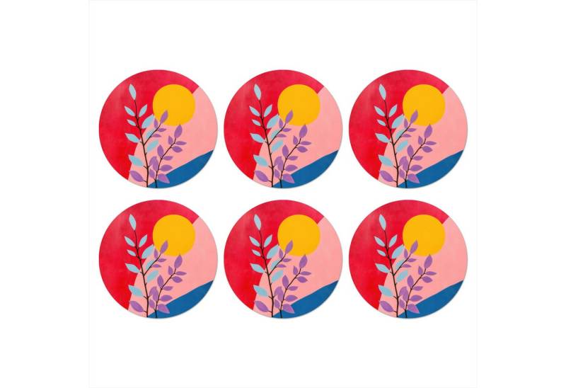 MuchoWow Glasuntersetzer Blätter - Sonne - Abstrakte Formen, Zubehör für Gläser, 6-tlg., Getränkeuntersetzer, Rund, Tassenuntersetzer Kork, 10x10 cm MuchoWow Glasuntersetzer Blätter - Sonne - Abstrakte Formen, Zubehör für Gläser, 6-tlg., Getränkeuntersetzer, Rund, Tassenuntersetzer Kork, 10x10 cm von MuchoWow