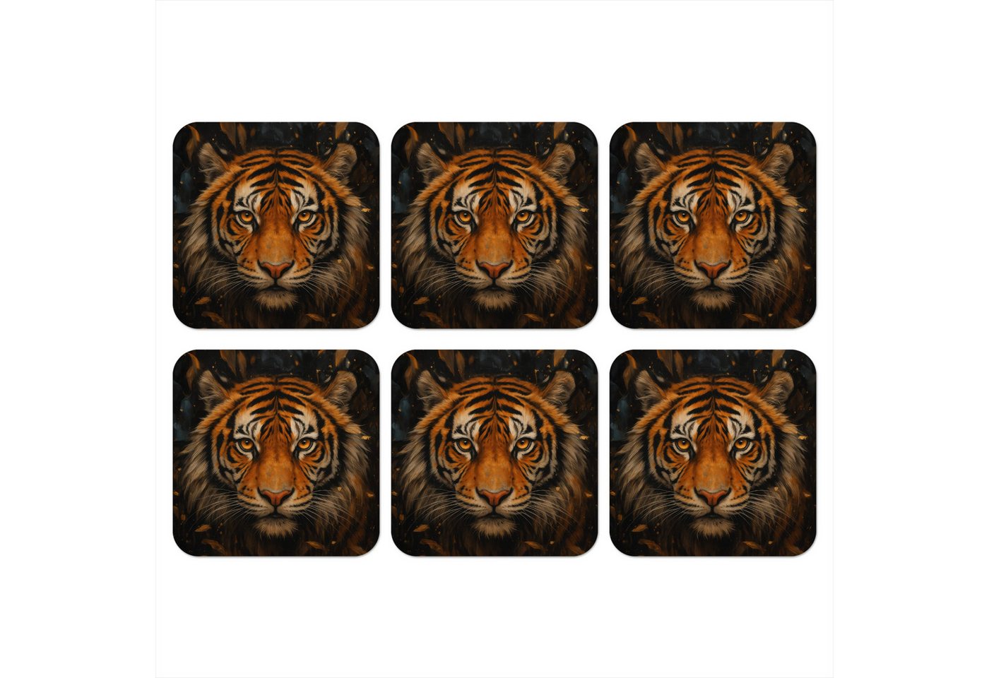 MuchoWow Glasuntersetzer Blätter - Tiger - Orange, Zubehör für Gläser, 6-tlg., Tassenuntersetzer Kork, Quadrat, Untersetzer Set Gläser, 10x10 cm MuchoWow Glasuntersetzer Blätter - Tiger - Orange, Zubehör für Gläser, 6-tlg., Tassenuntersetzer Kork, Quadrat, Untersetzer Set Gläser, 10x10 cm von MuchoWow
