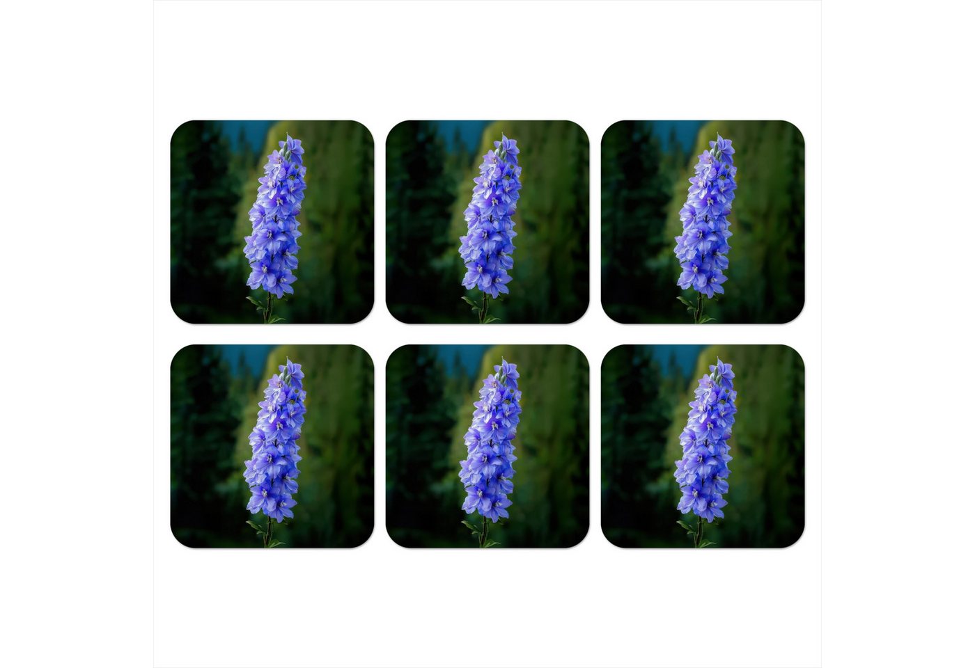 MuchoWow Glasuntersetzer Blumen - Blau - Tannenbaum, Zubehör für Gläser, 6-tlg., Tassenuntersetzer Kork, Quadrat, Untersetzer Set Gläser, 10x10 cm MuchoWow Glasuntersetzer Blumen - Blau - Tannenbaum, Zubehör für Gläser, 6-tlg., Tassenuntersetzer Kork, Quadrat, Untersetzer Set Gläser, 10x10 cm von MuchoWow