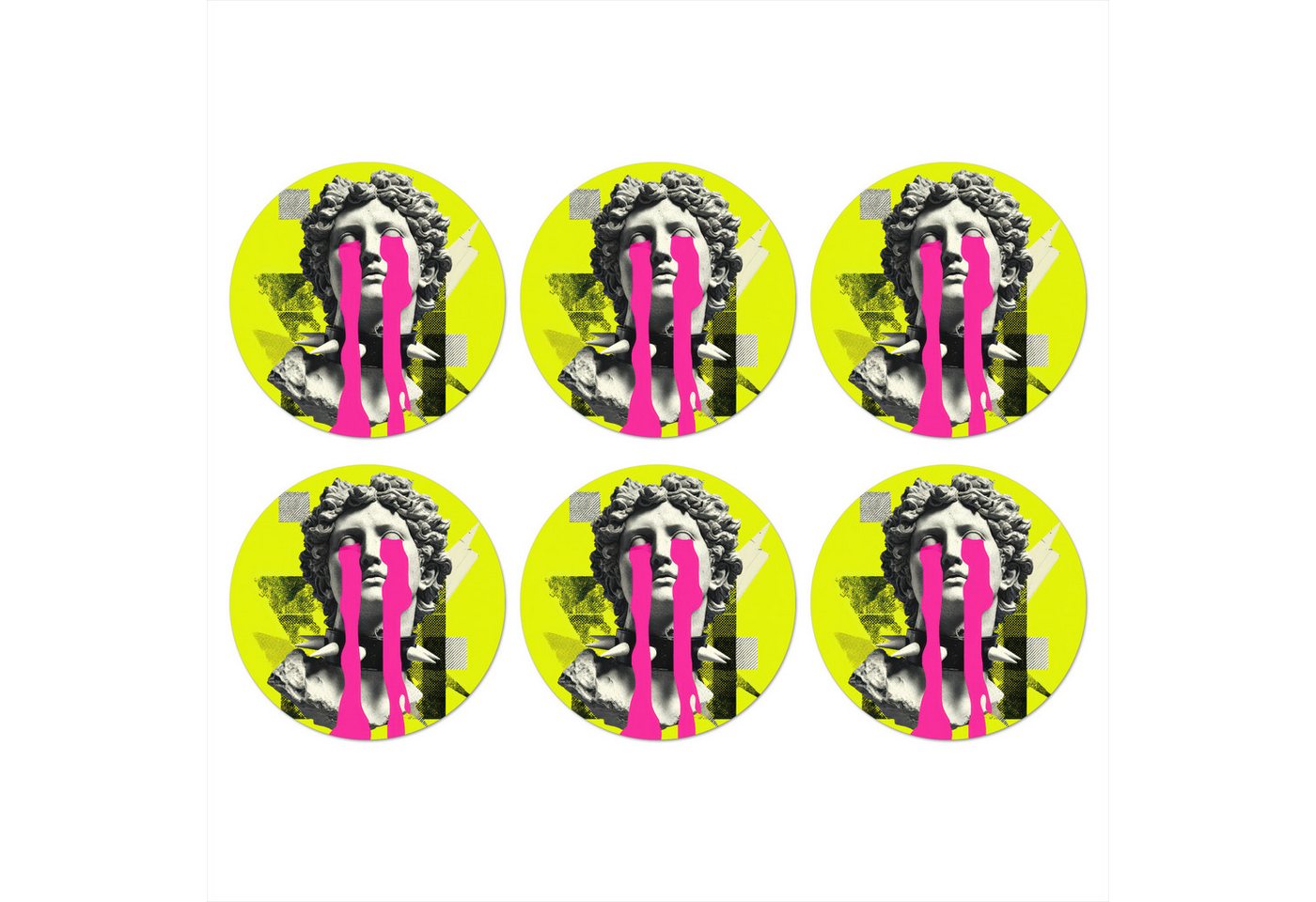 MuchoWow Glasuntersetzer Büste - Farbe - Gelb, Zubehör für Gläser, 6-tlg., Getränkeuntersetzer, Rund, Tassenuntersetzer Kork, 10x10 cm MuchoWow Glasuntersetzer Büste - Farbe - Gelb, Zubehör für Gläser, 6-tlg., Getränkeuntersetzer, Rund, Tassenuntersetzer Kork, 10x10 cm von MuchoWow