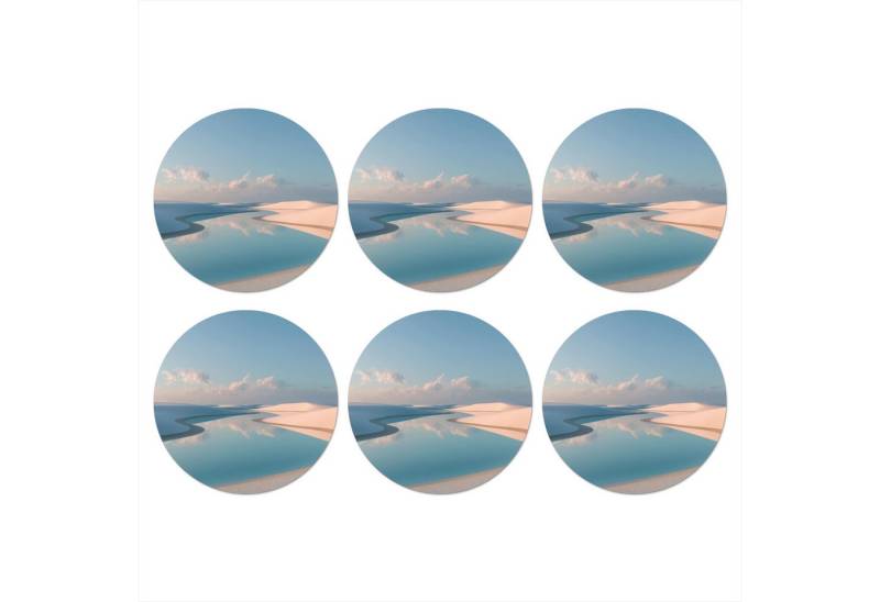 MuchoWow Glasuntersetzer Dünen - Teich - Unendliche Stille, Zubehör für Gläser, 6-tlg., Getränkeuntersetzer, Rund, Tassenuntersetzer Kork, 10x10 cm von MuchoWow