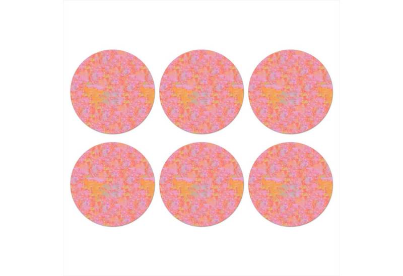 MuchoWow Glasuntersetzer Fließend - Öl - Farbe - Texturen - Multi - Pfirsich, Zubehör für Gläser, 6-tlg., Getränkeuntersetzer, Rund, Tassenuntersetzer Kork, 10x10 cm von MuchoWow