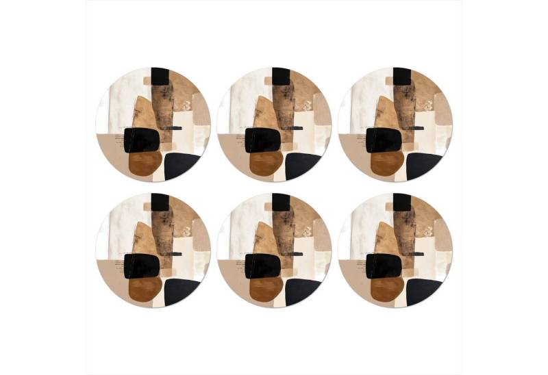 MuchoWow Glasuntersetzer Flugzeuge - Abstrakt - Schwarz - Streifen, Zubehör für Gläser, 6-tlg., Getränkeuntersetzer, Rund, Tassenuntersetzer Kork, 10x10 cm von MuchoWow