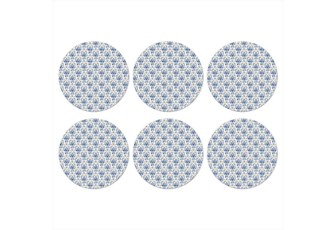 MuchoWow Glasuntersetzer Französisch - Zitrone - Königlich - Blau - Gelb, Zubehör für Gläser, 6-tlg., Getränkeuntersetzer, Rund, Tassenuntersetzer Kork, 10x10 cm von MuchoWow