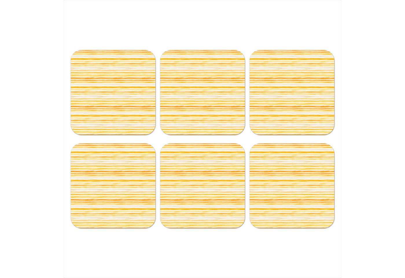 MuchoWow Glasuntersetzer Französisch - Zitrone - Streifen - Gelb, Zubehör für Gläser, 6-tlg., Tassenuntersetzer Kork, Quadrat, Untersetzer Set Gläser, 10x10 cm von MuchoWow