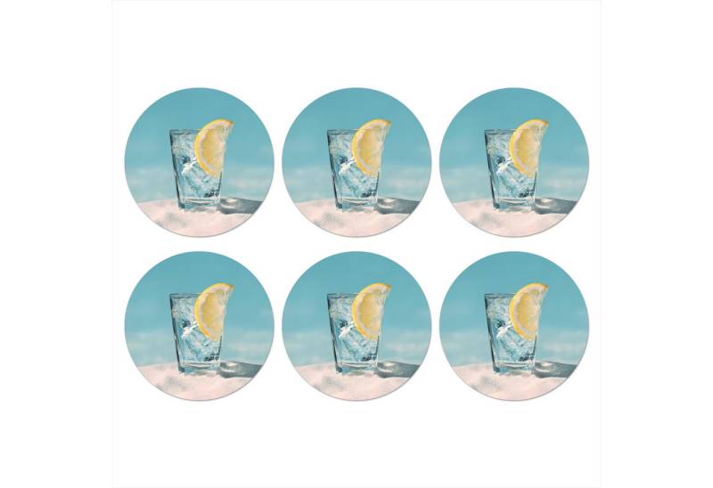 MuchoWow Glasuntersetzer Glas - Eiswürfel - Zitrone, Zubehör für Gläser, 6-tlg., Getränkeuntersetzer, Rund, Tassenuntersetzer Kork, 10x10 cm MuchoWow Glasuntersetzer Glas - Eiswürfel - Zitrone, Zubehör für Gläser, 6-tlg., Getränkeuntersetzer, Rund, Tassenuntersetzer Kork, 10x10 cm von MuchoWow